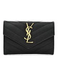 Grain De Poudre Matelasse Chevron Small Monogram Envelope Wallet Black