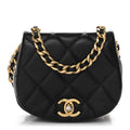 Calfskin Quilted Mini Coco Mail Clutch With Chain Black