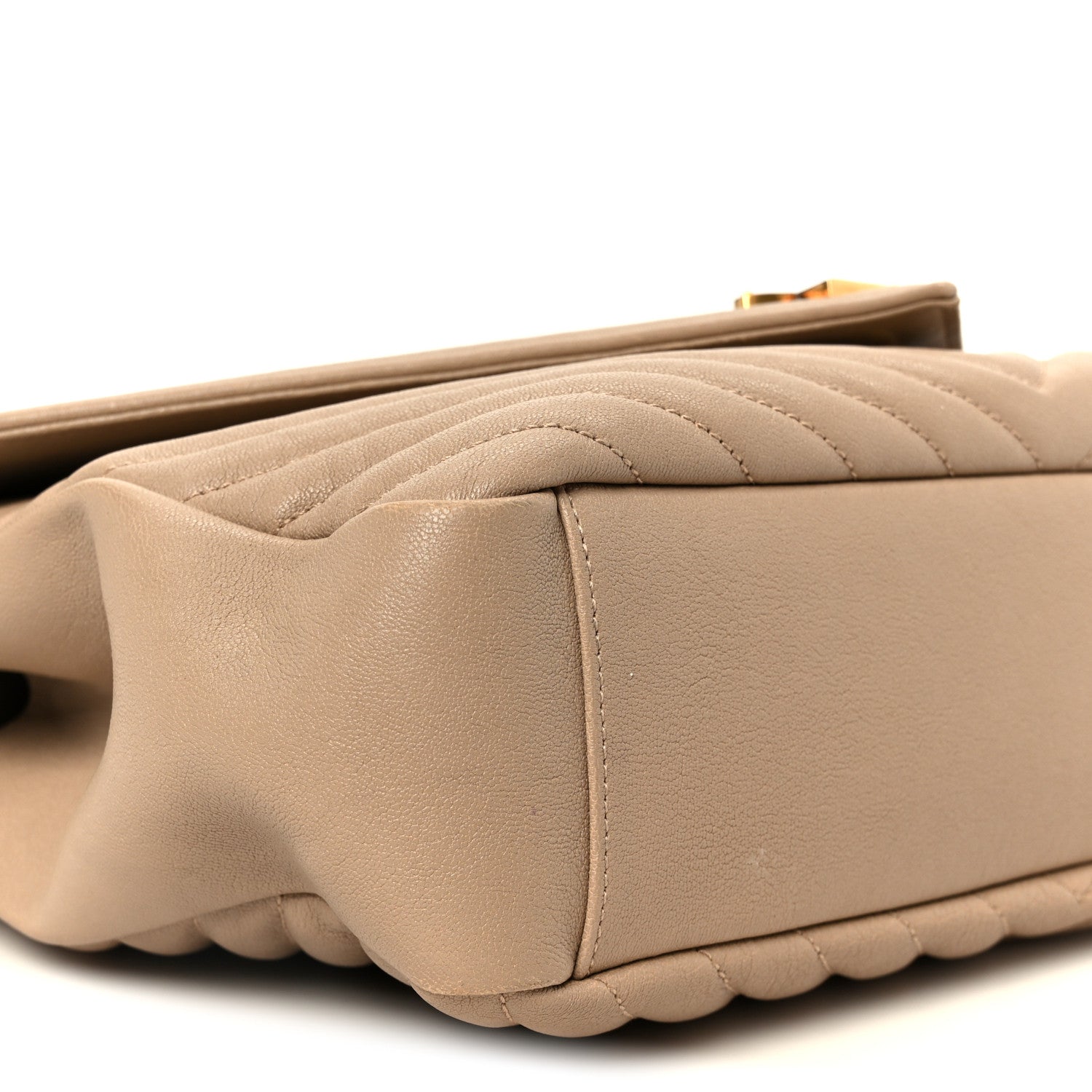 Sheepskin Matelasse Chevron Monogram Large College Satchel Dark Beige