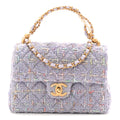 Tweed Quilted Pearl Twist Mini Rectangular Flap Purple
