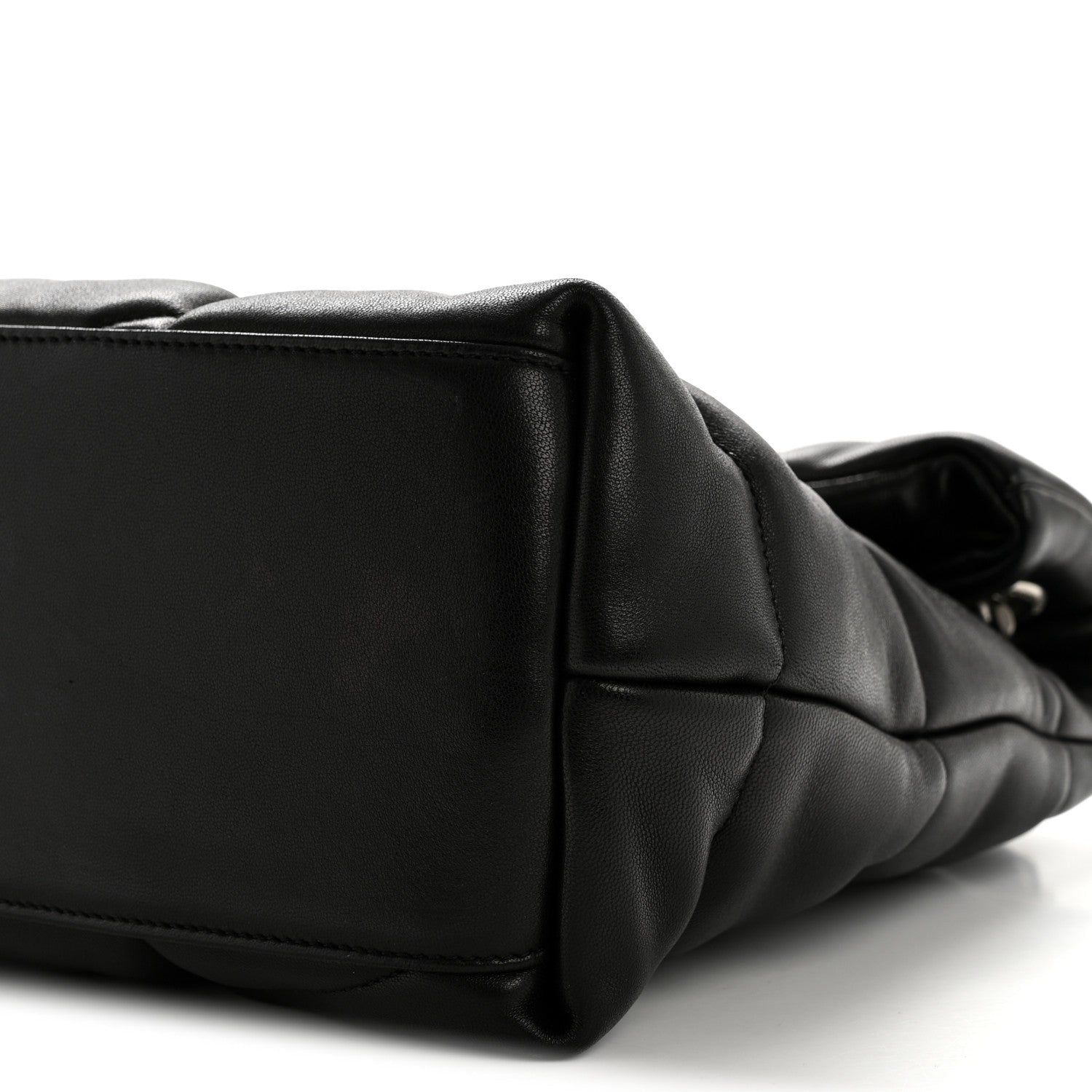 Lambskin Quilted Medium Loulou Puffer Monogram Chain Satchel Black