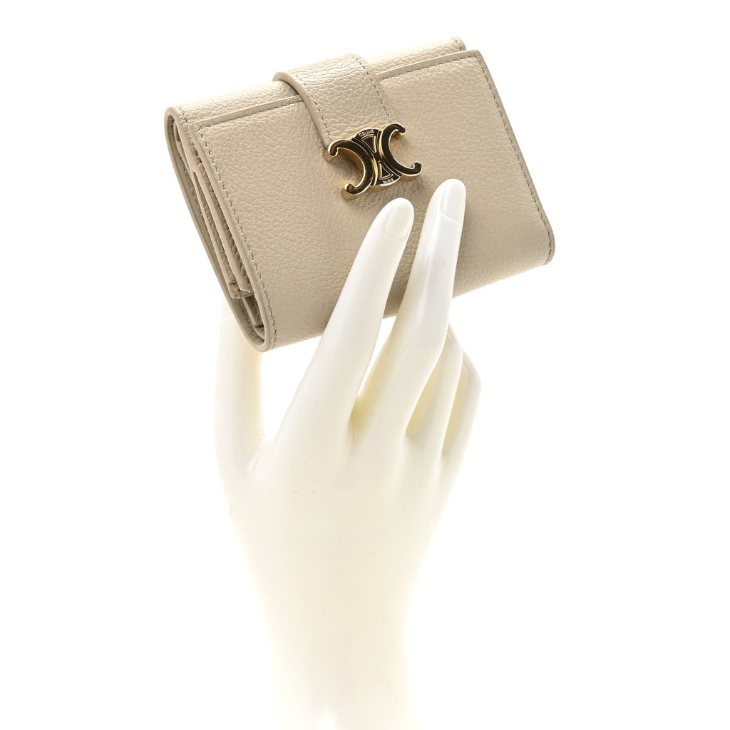 Grained Calfskin Triomphe Nino Wallet Deep Ivory