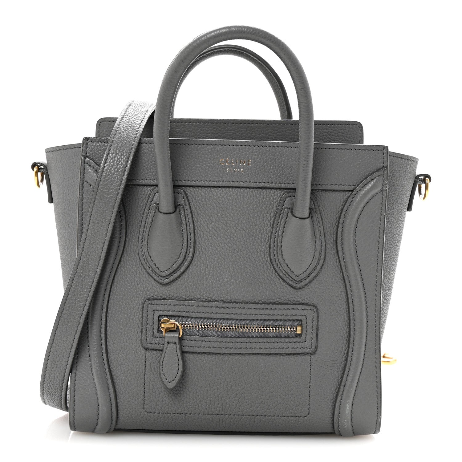 Baby Drummed Calfskin Nano Luggage Kohl