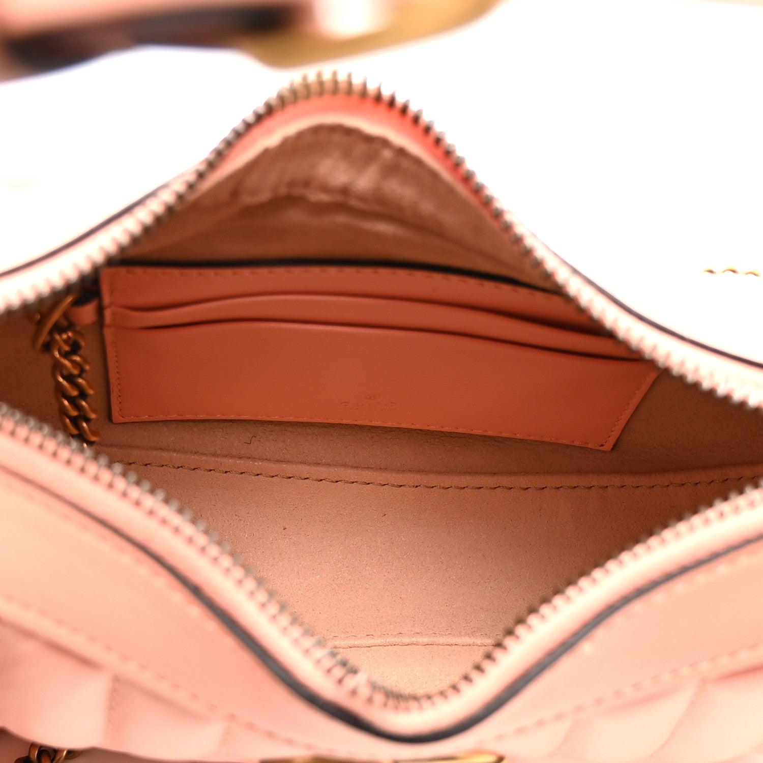 Calfskin Vertical Ring Matelasse Mini GG Marmont Half Moon Hobo Peachy Chic