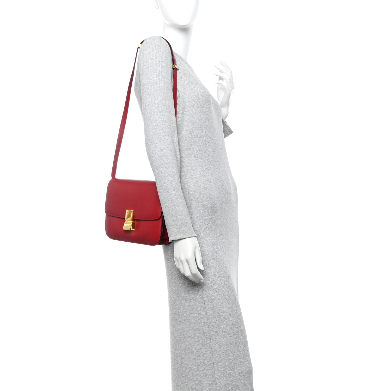 Box Calfskin Medium Classic Box Flap Bag Red