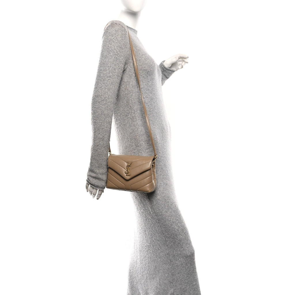 Calfskin Y Quilted Monogram Toy Loulou Crossbody Bag Dark Beige