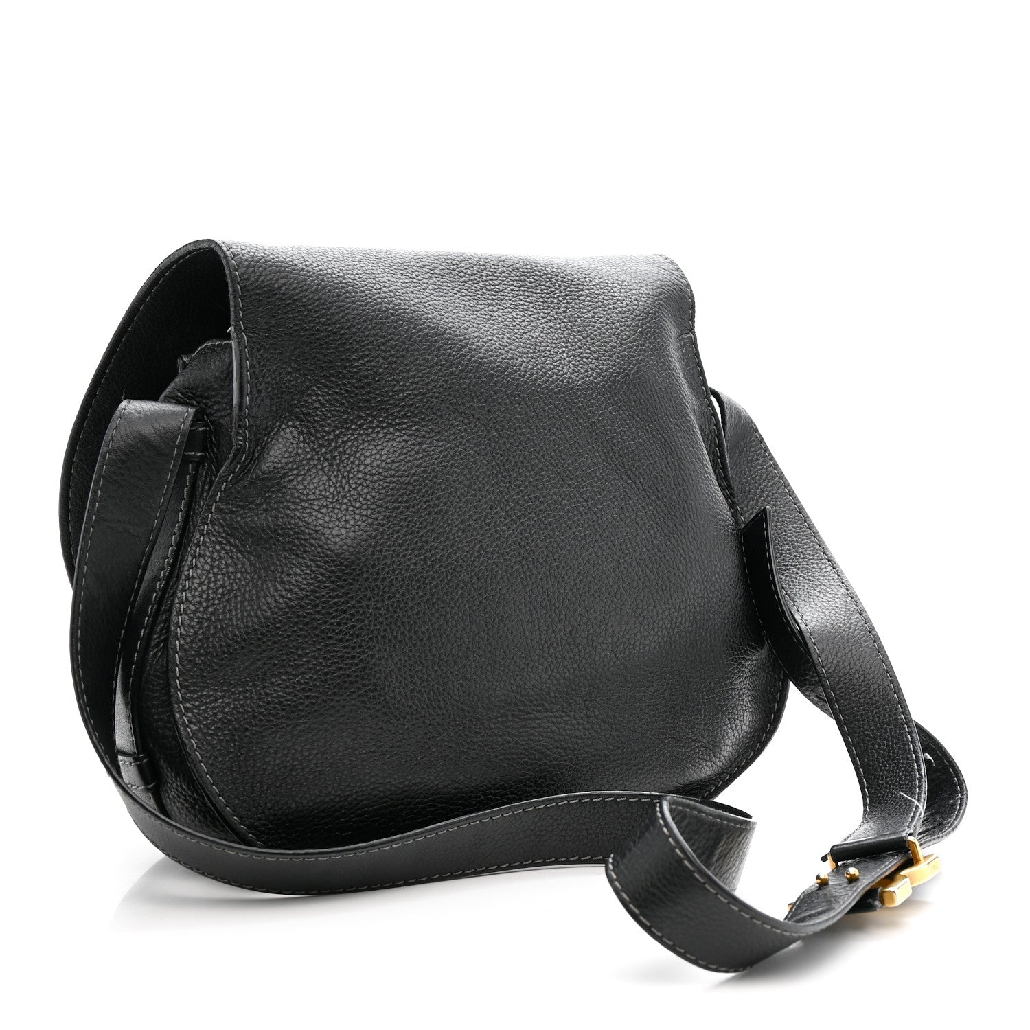 Calfskin Medium Marcie Round Crossbody Bag Black