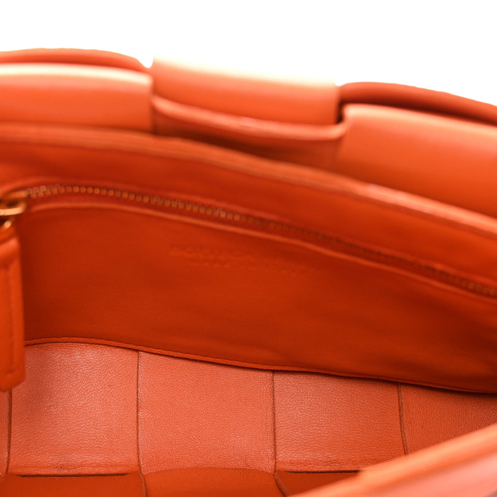 Lambskin Maxi Intrecciato Cassette Crossbody Bag Orange
