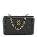 Lambskin Quilted Small CC Dynasty Vanity Case With Chain Black