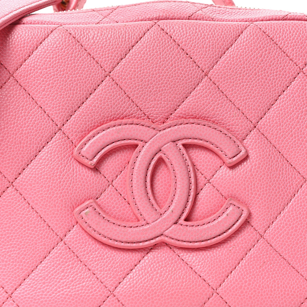 Caviar Quilted CC Small Top Handle Vanity Case Pink