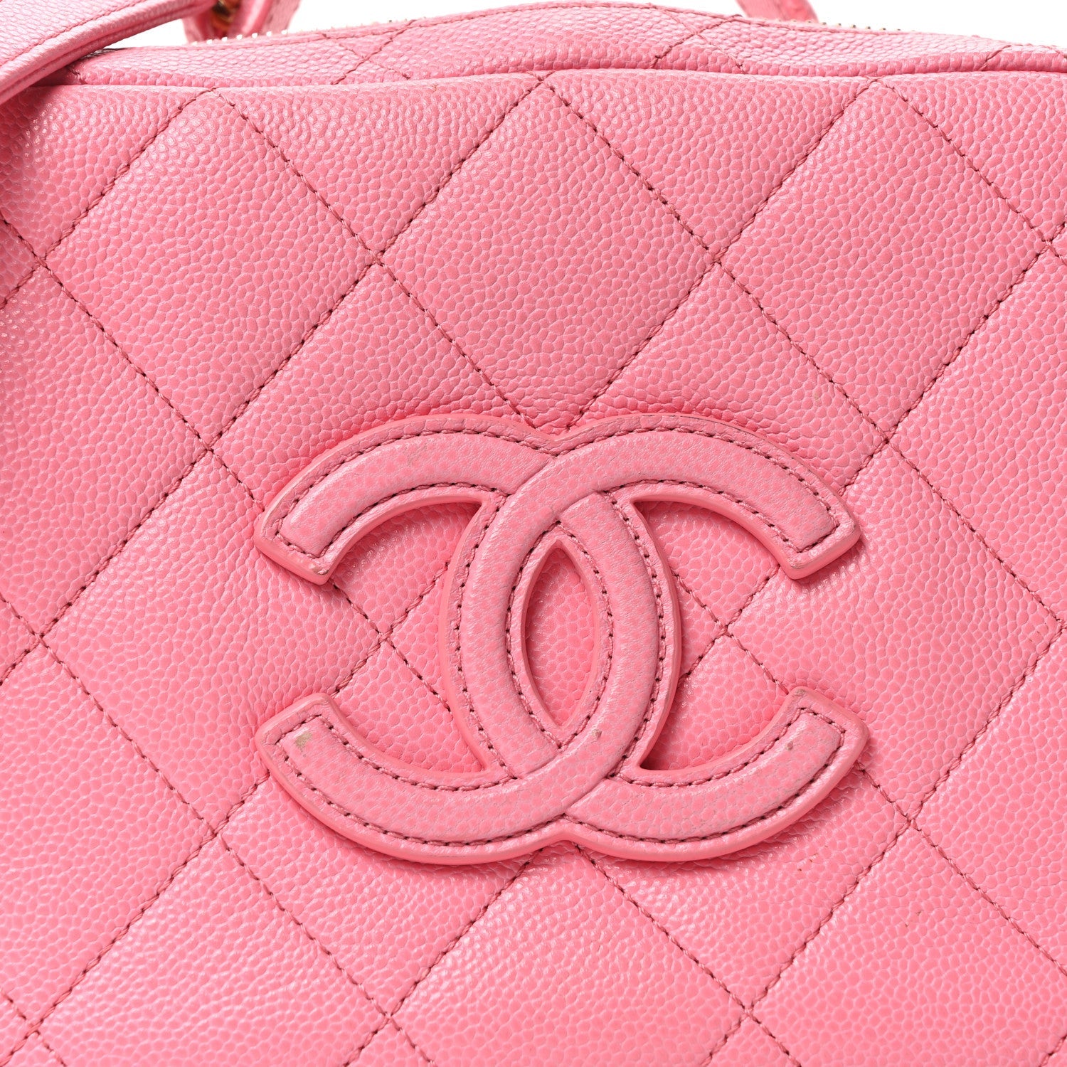 Caviar Quilted CC Small Top Handle Vanity Case Pink