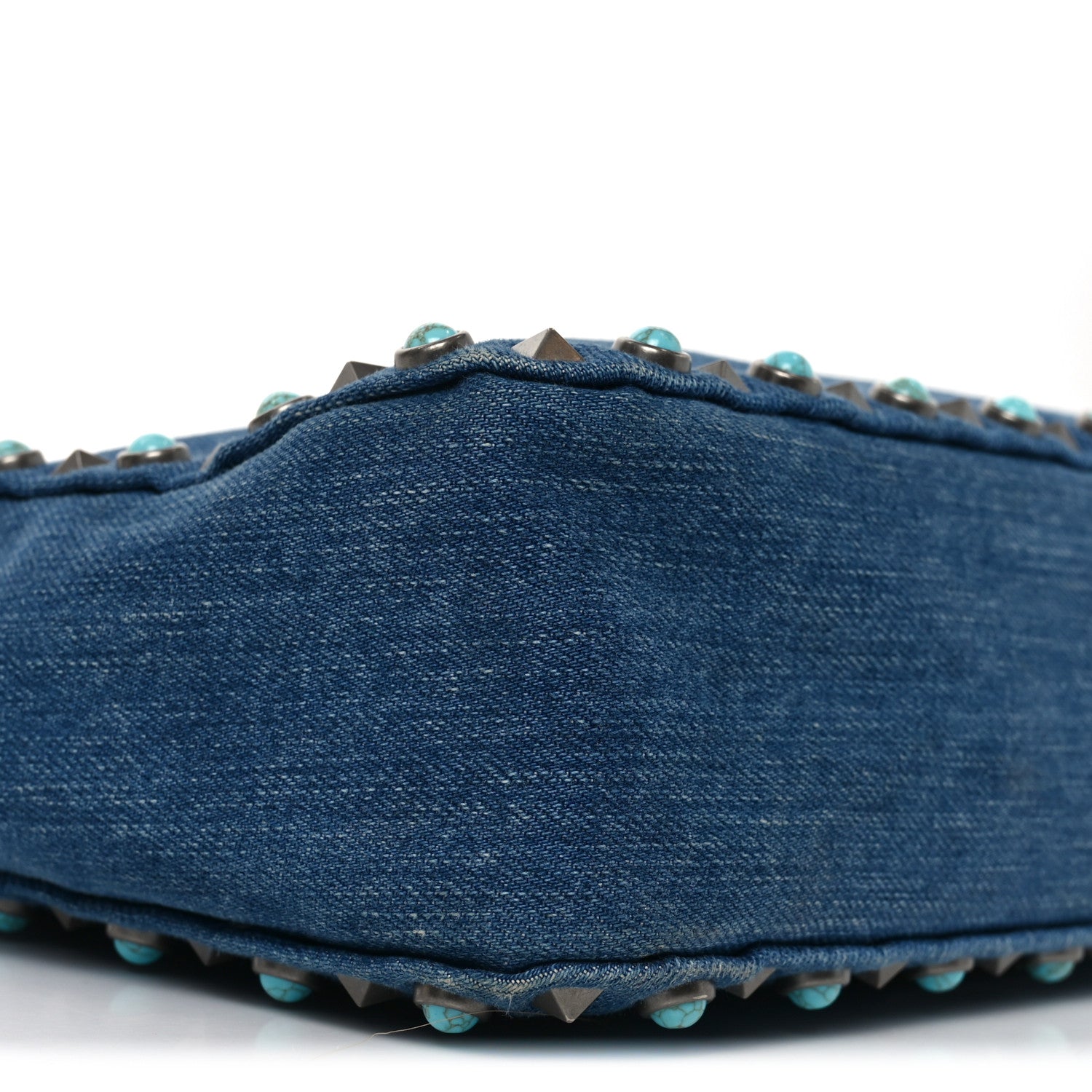 Denim Small Guitar Strap Rockstud Rolling Flip-Lock Messenger Bag Blue