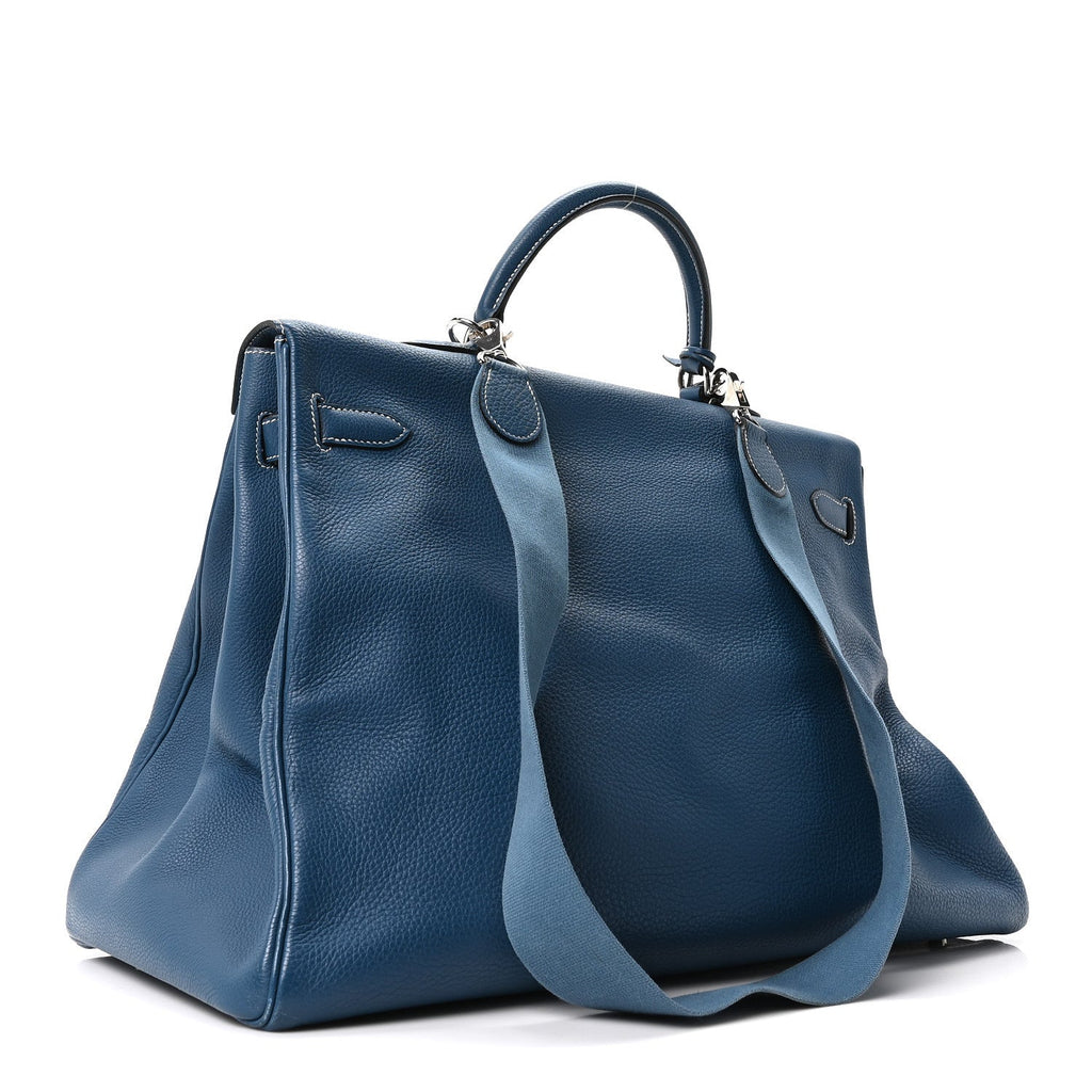 Taurillon Clemence Voyage Kelly 50  Bleu Agate
