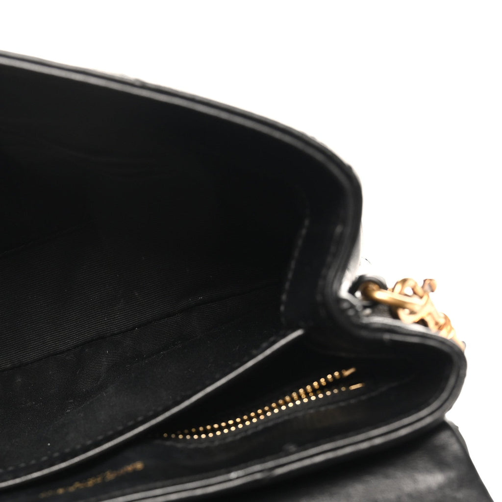 Calfskin Y Quilted Monogram Toy Loulou Crossbody Bag Black