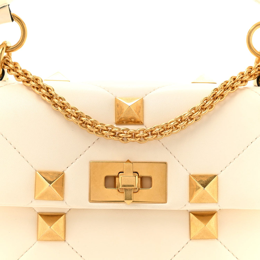 Nappa Medium Roman Stud Shoulder Bag Ivory
