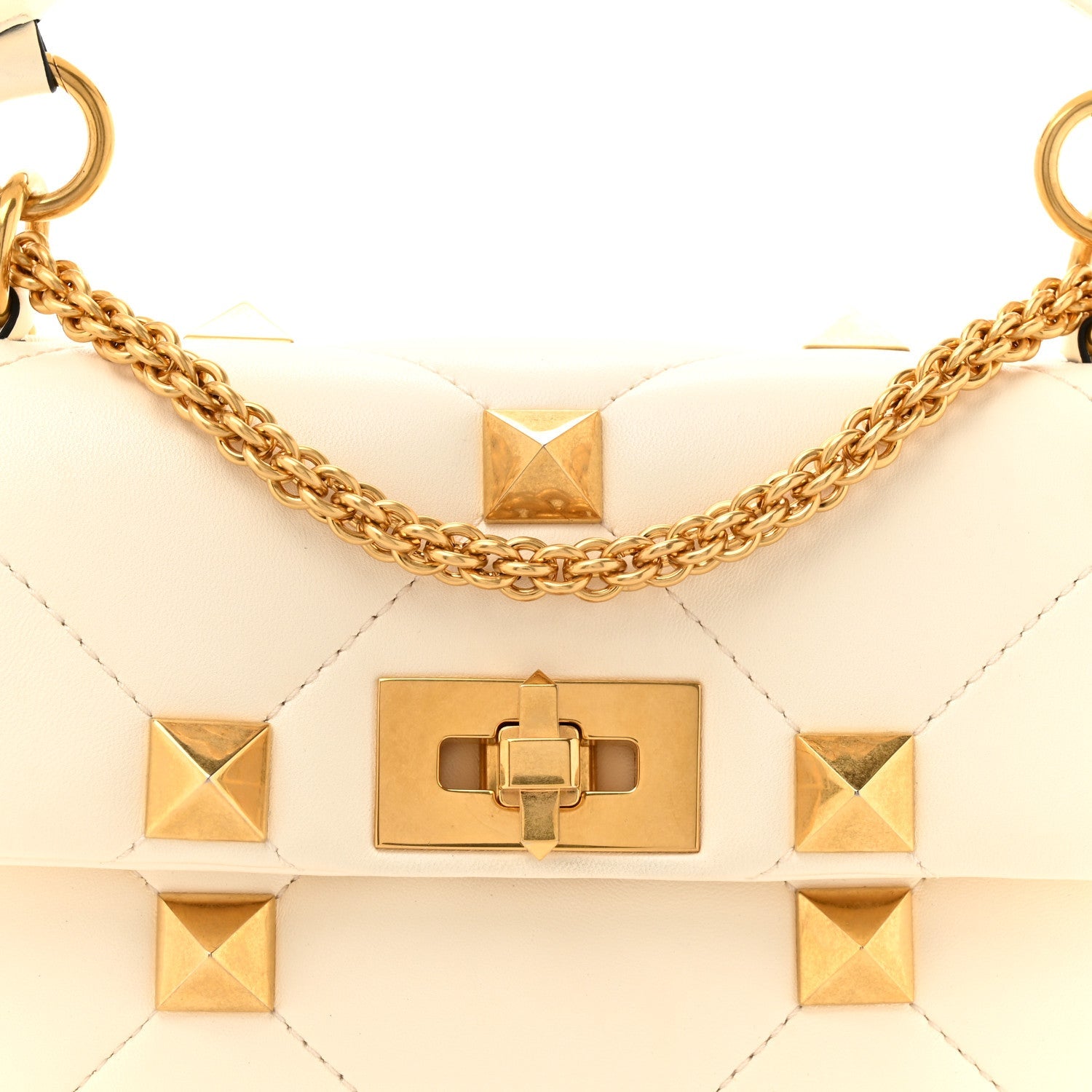Nappa Medium Roman Stud Shoulder Bag Ivory