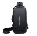 Men's Sleek Anti-theft PU Leather Crossbody Bag - USB Charging, Stylish Print & Zip Closure 4109