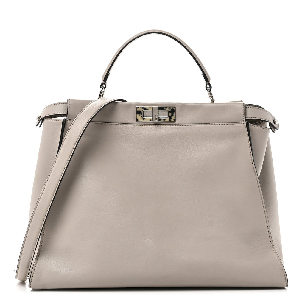 Vitello Seta Plexiglass Granite Large Peekaboo Iconic Satchel Polvere