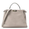 Vitello Seta Plexiglass Granite Large Peekaboo Iconic Satchel Polvere