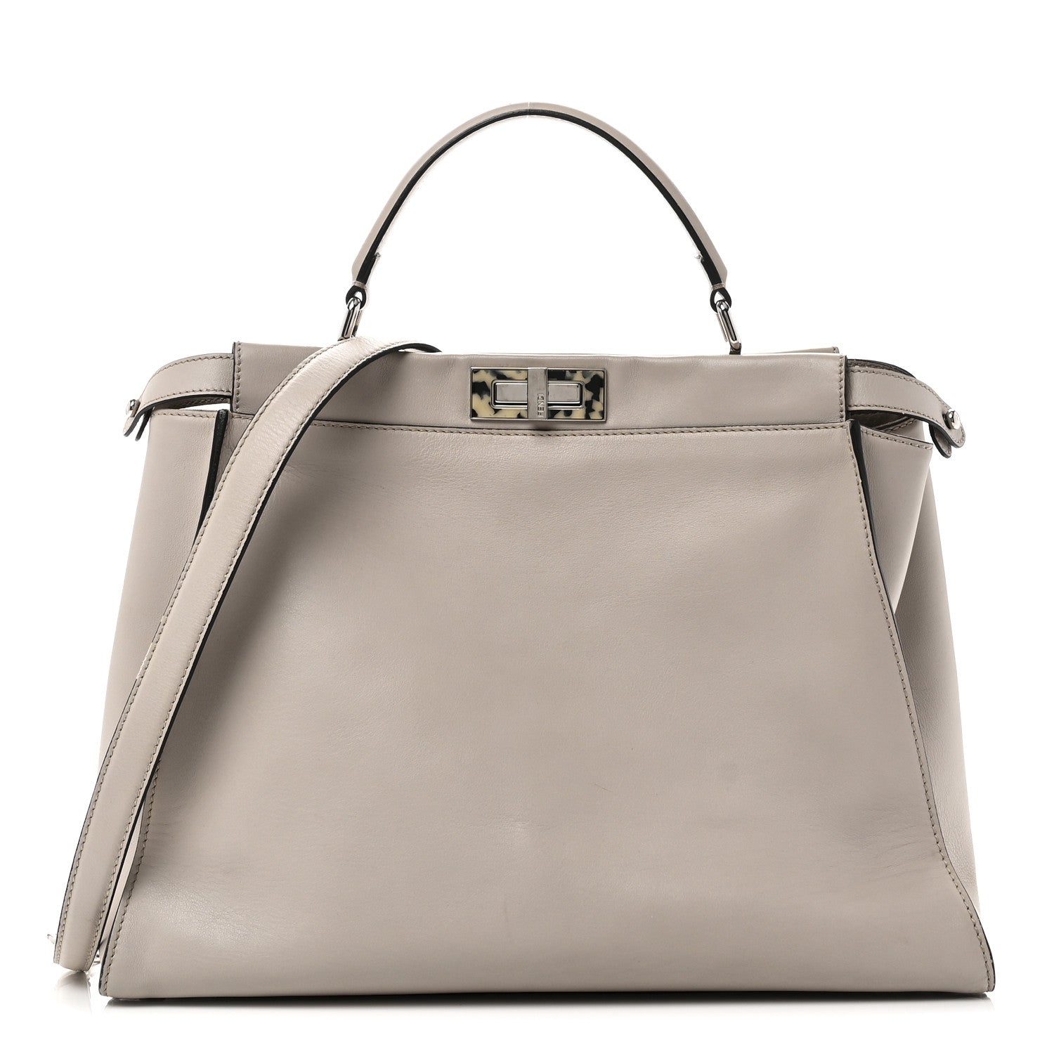 Vitello Seta Plexiglass Granite Large Peekaboo Iconic Satchel Polvere