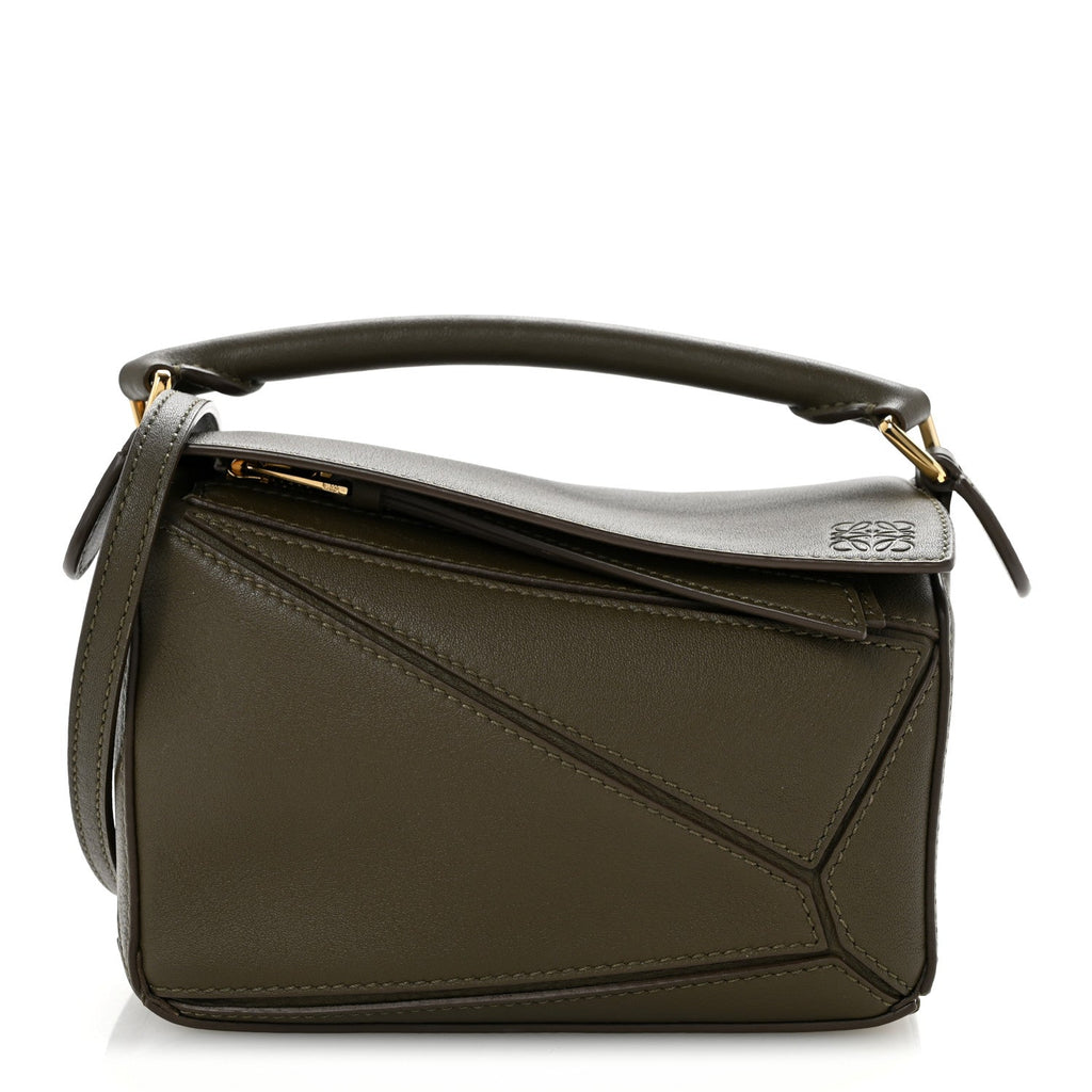 Calfskin Mini Puzzle Bag Khaki Green