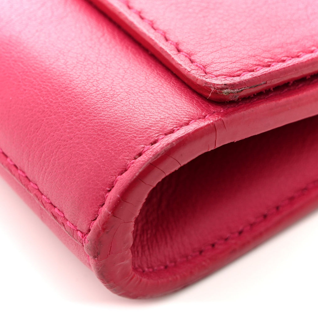 Calfskin Classic Y Ligne Clutch Fuchsia