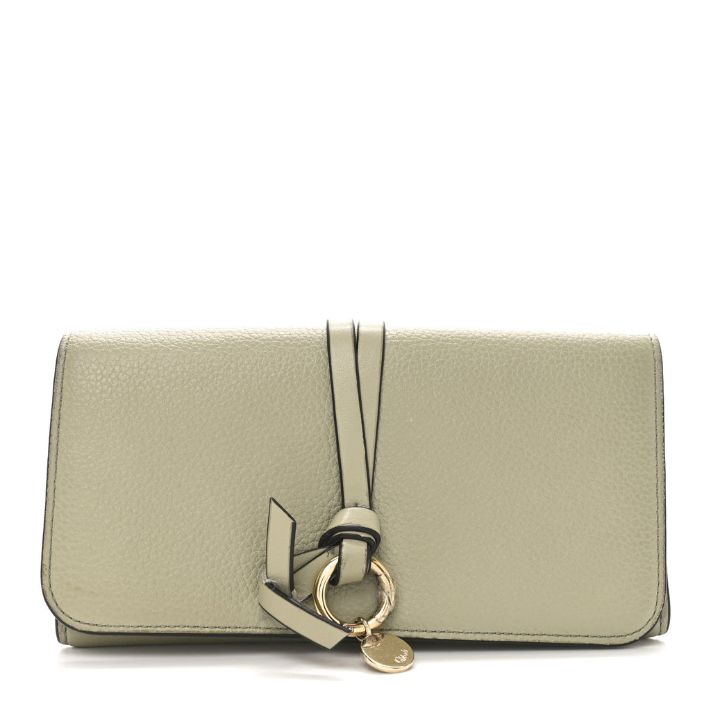 Calfskin Alphabet Long Wallet Sage