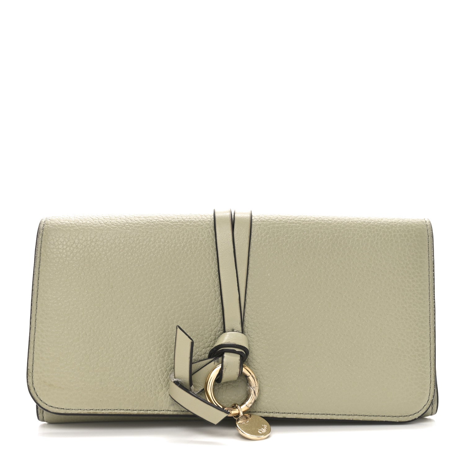 Calfskin Alphabet Long Wallet Sage