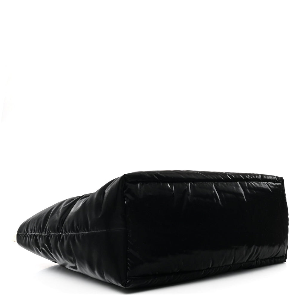 Silktech Canvas Wide Puffer Tote Black