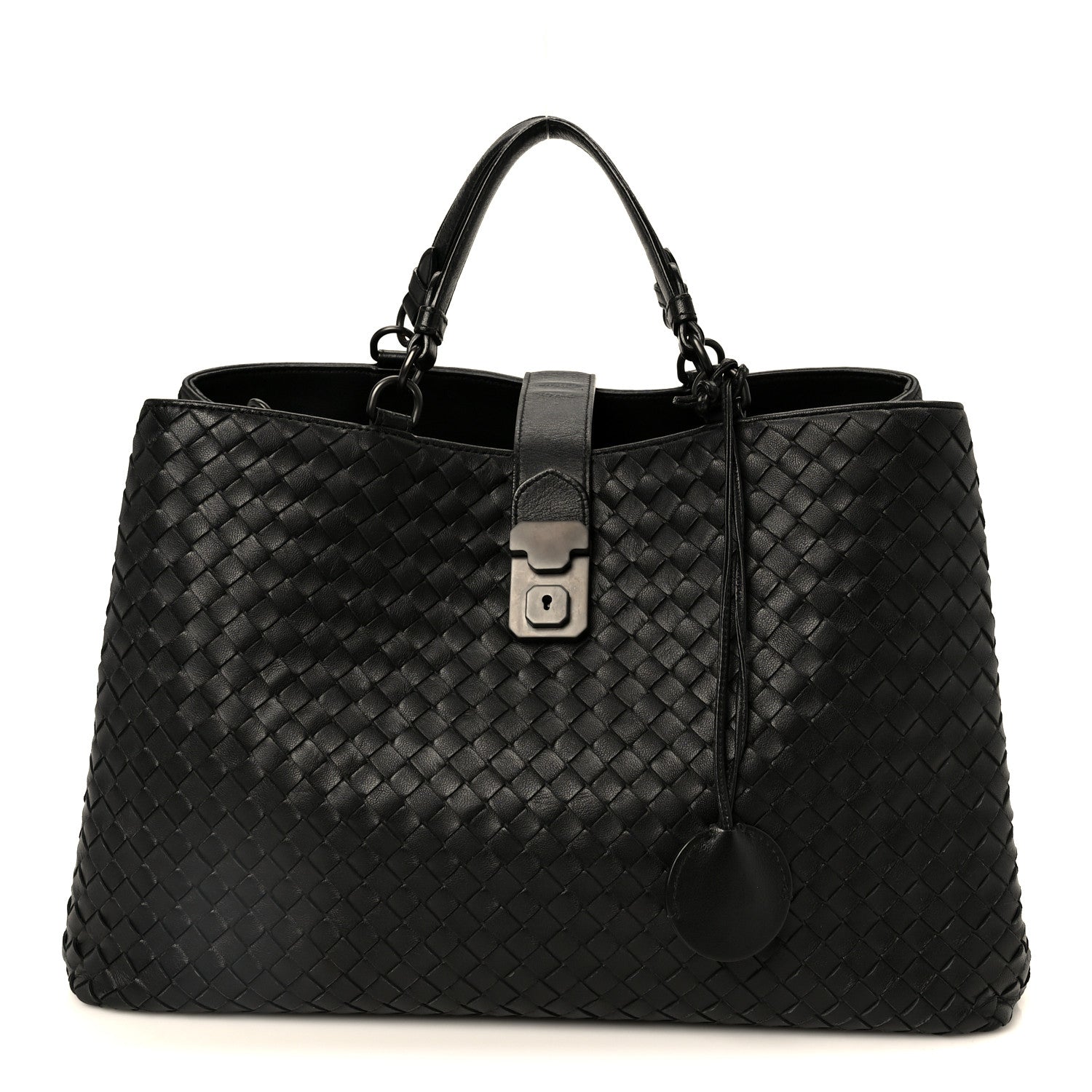 Nappa Intrecciato Large Roma Tote Black