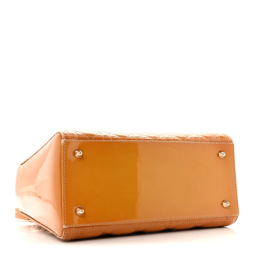 Patent Cannage Medium Lady Dior Dark Beige