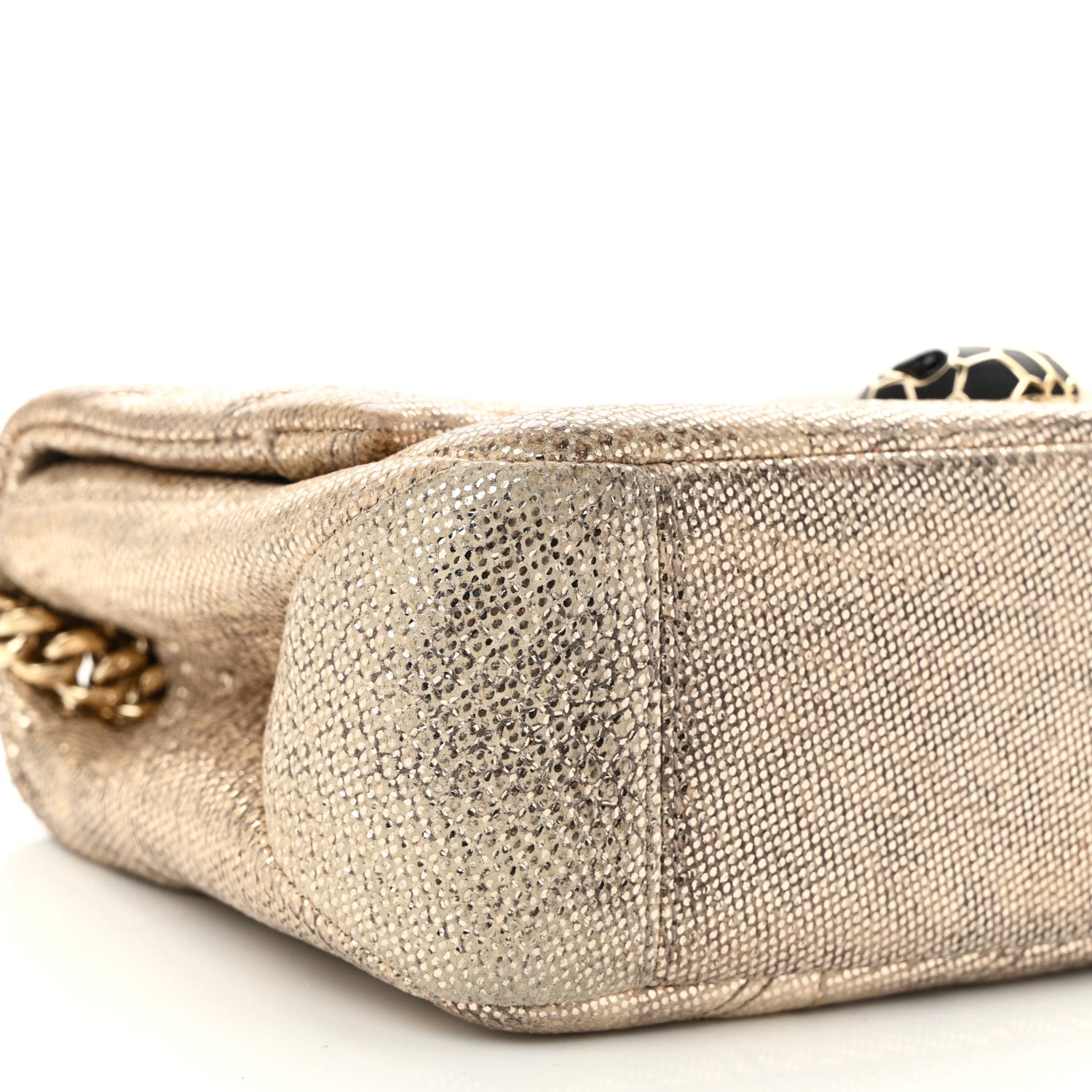 Metallic Karung Matelasse Mini Serpenti Cabochon Crossbody Gold