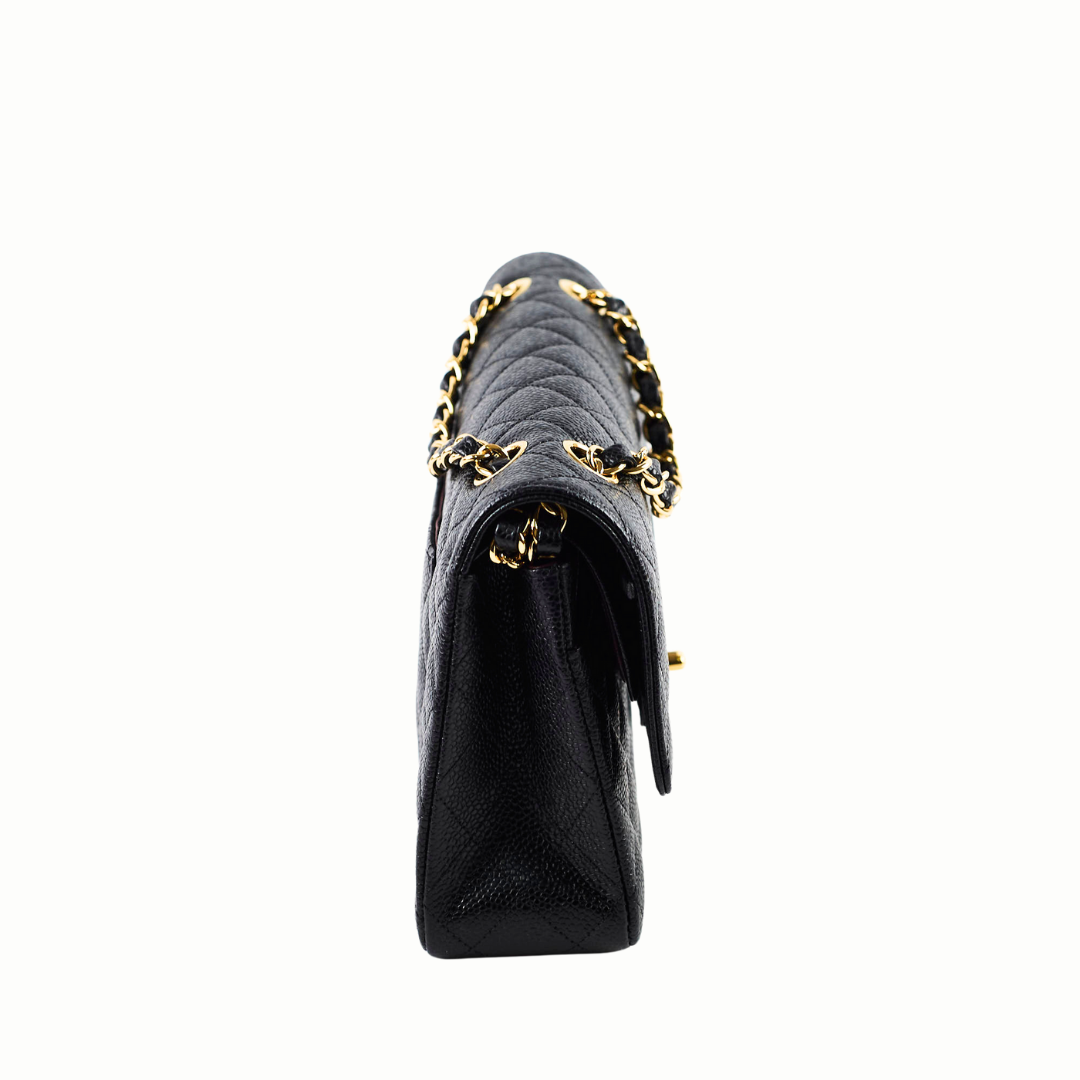 Chanel Medium/Large Caviar Double Classic Flap Black 2021 Microchipped