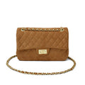 Elegant Quilted Suede Chain Crossbody Bag