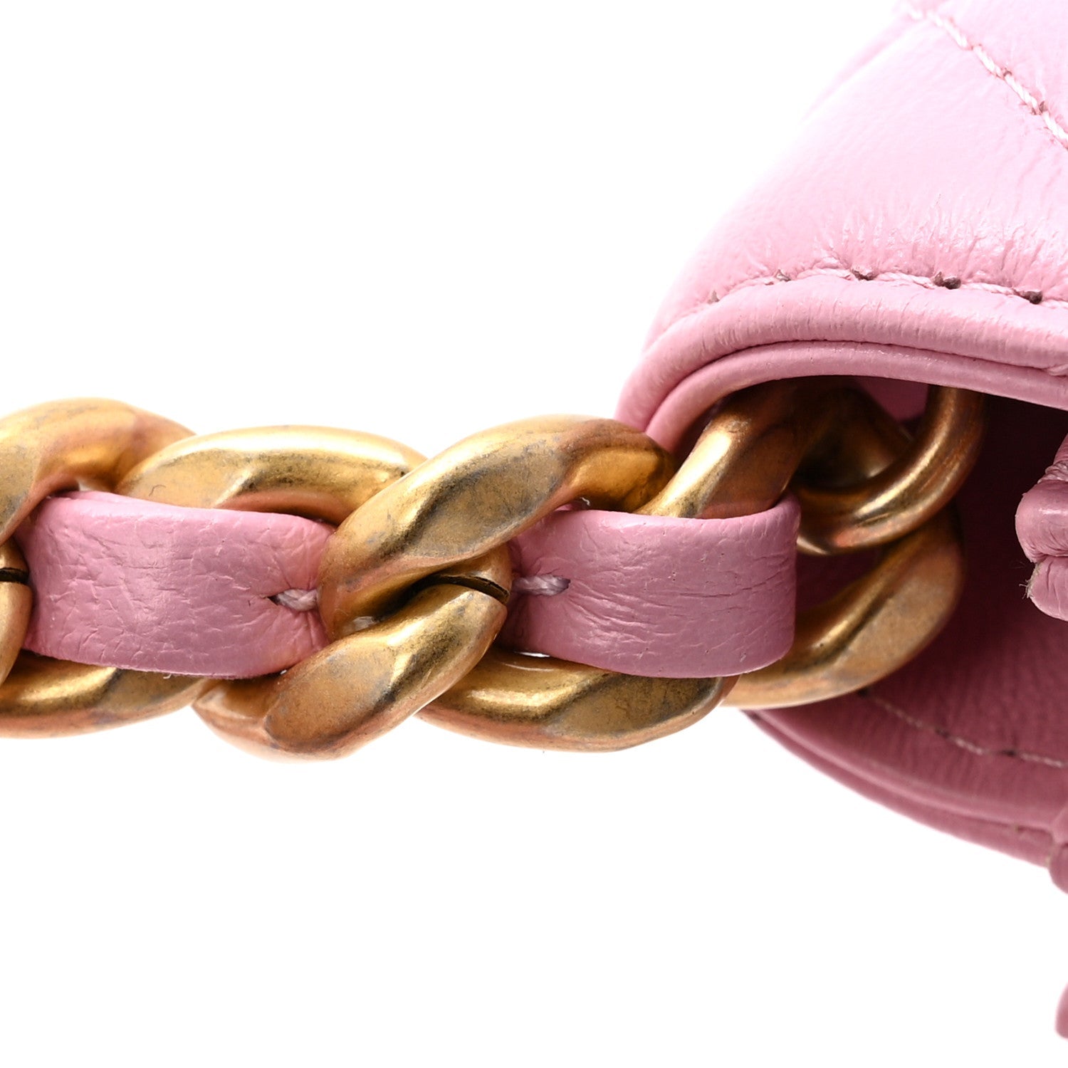 Lambskin Quilted Lacquered Chain Phone Holder With Chain Dark Pink