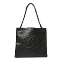Iridescent Calfskin CC Large North South Shopping Tote Black