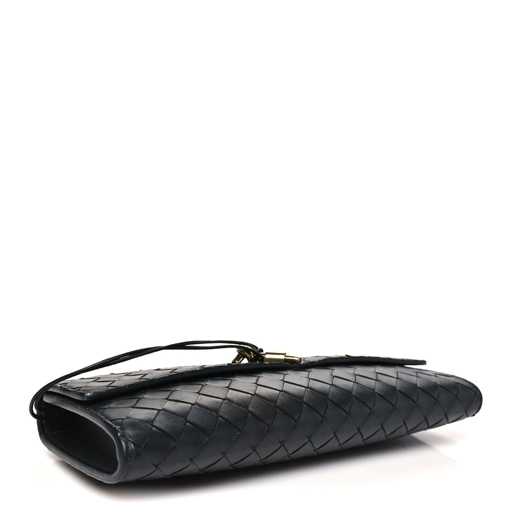 Nappa Intrecciato Long Andiamo Top Handle Clutch Black