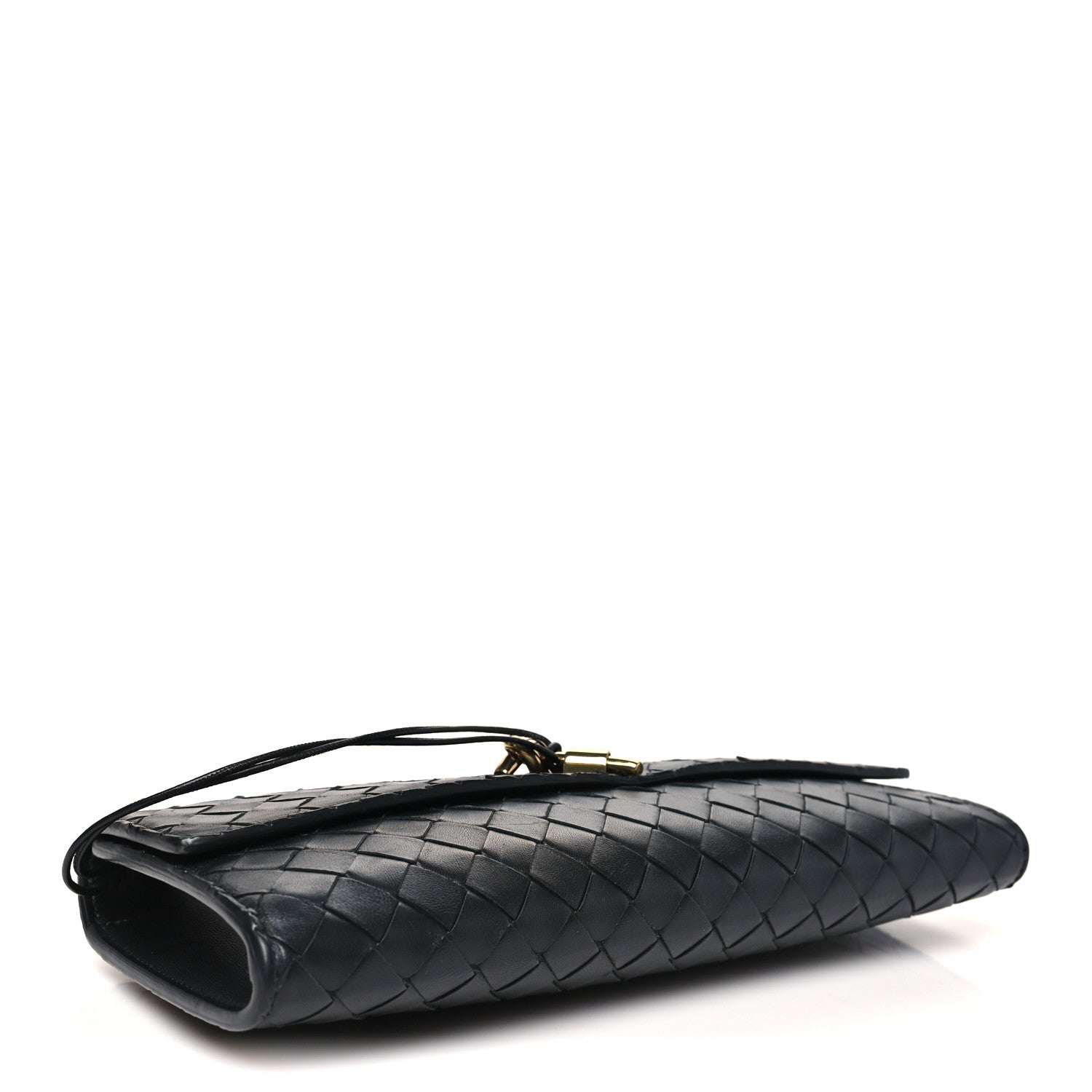 Nappa Intrecciato Long Andiamo Top Handle Clutch Black