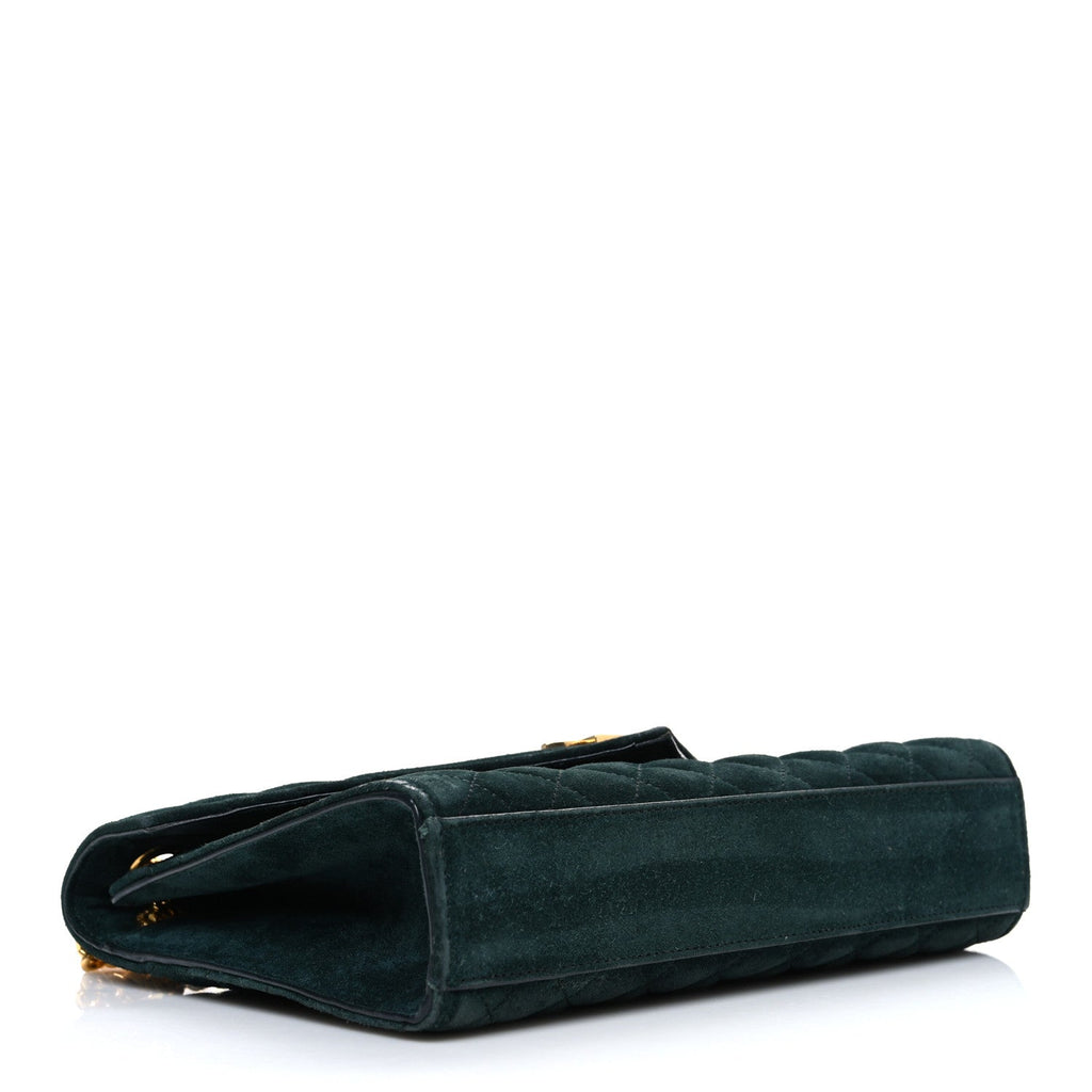 Suede Mixed Matelasse Triquilt Medium Monogram Envelope Satchel Algae