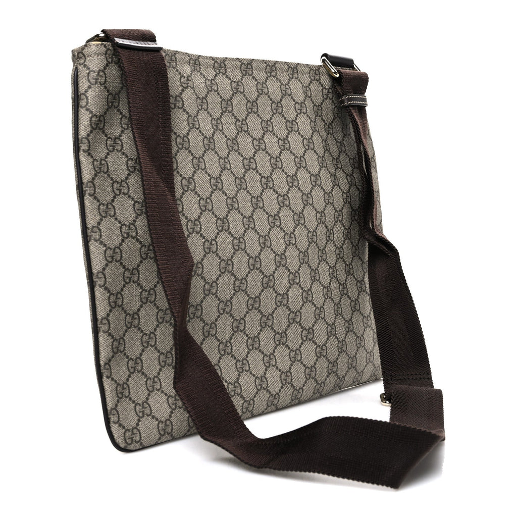 GG Supreme Monogram Medium Flat Messenger Bag Dark Brown