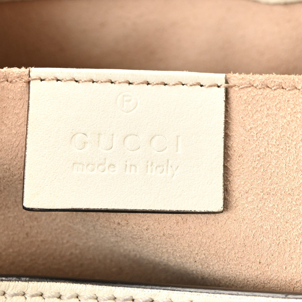 GG Supreme Monogram Moon Calfskin Small Padlock Tote Beige Ebony Mystic White