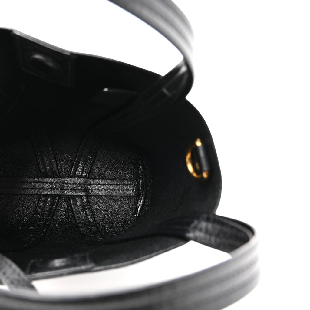 Grained Calfskin Small Spin Tote Black