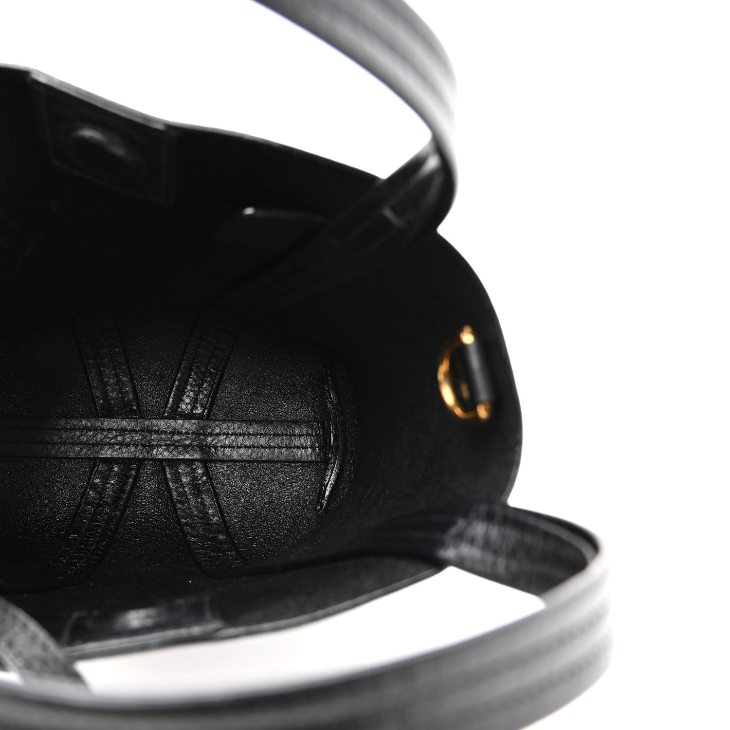 Grained Calfskin Small Spin Tote Black