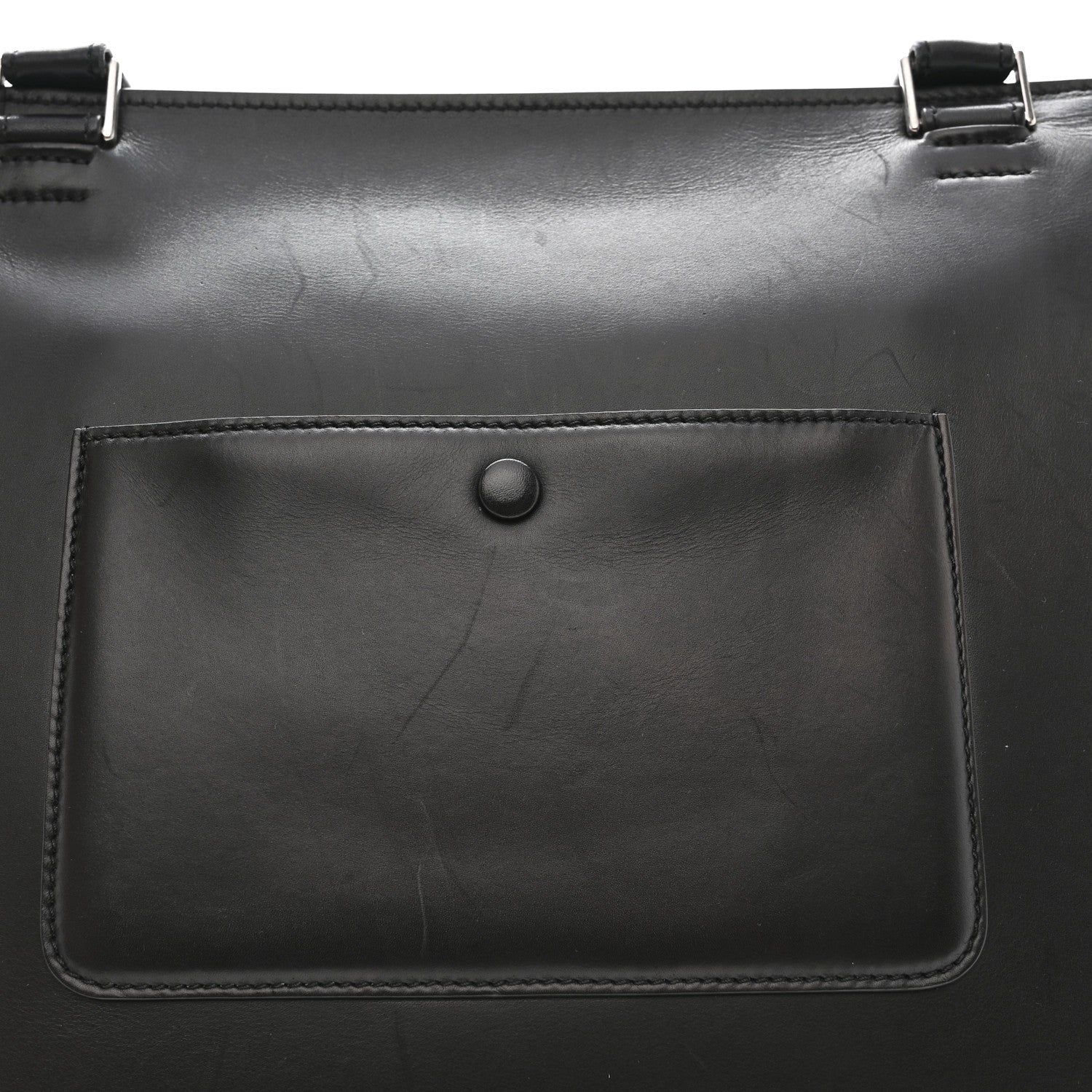 Smooth Calfskin Medium Tri-Color Edge Shoulder Bag Tan
