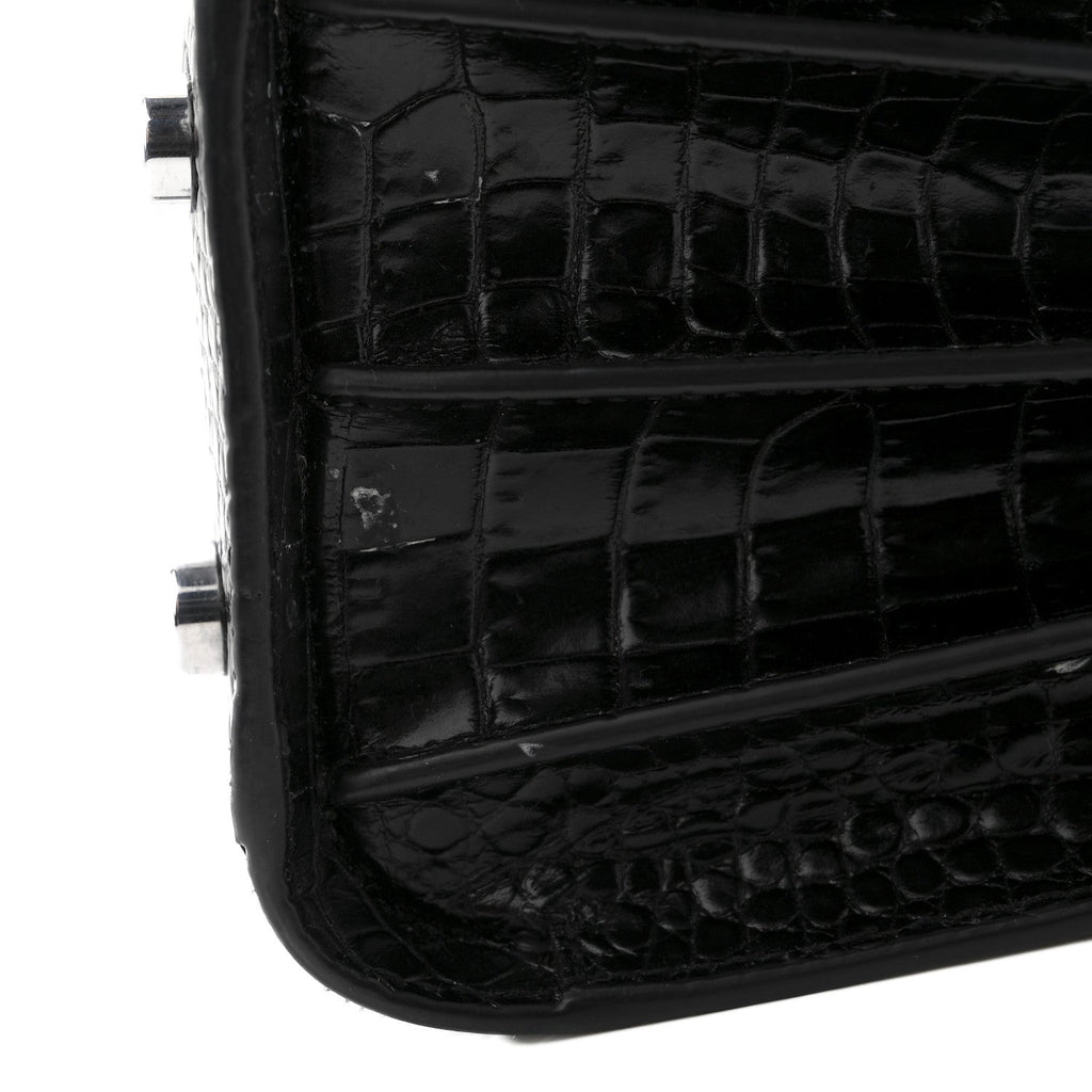 Calfskin Crocodile Embossed Nano Sac De Jour Black