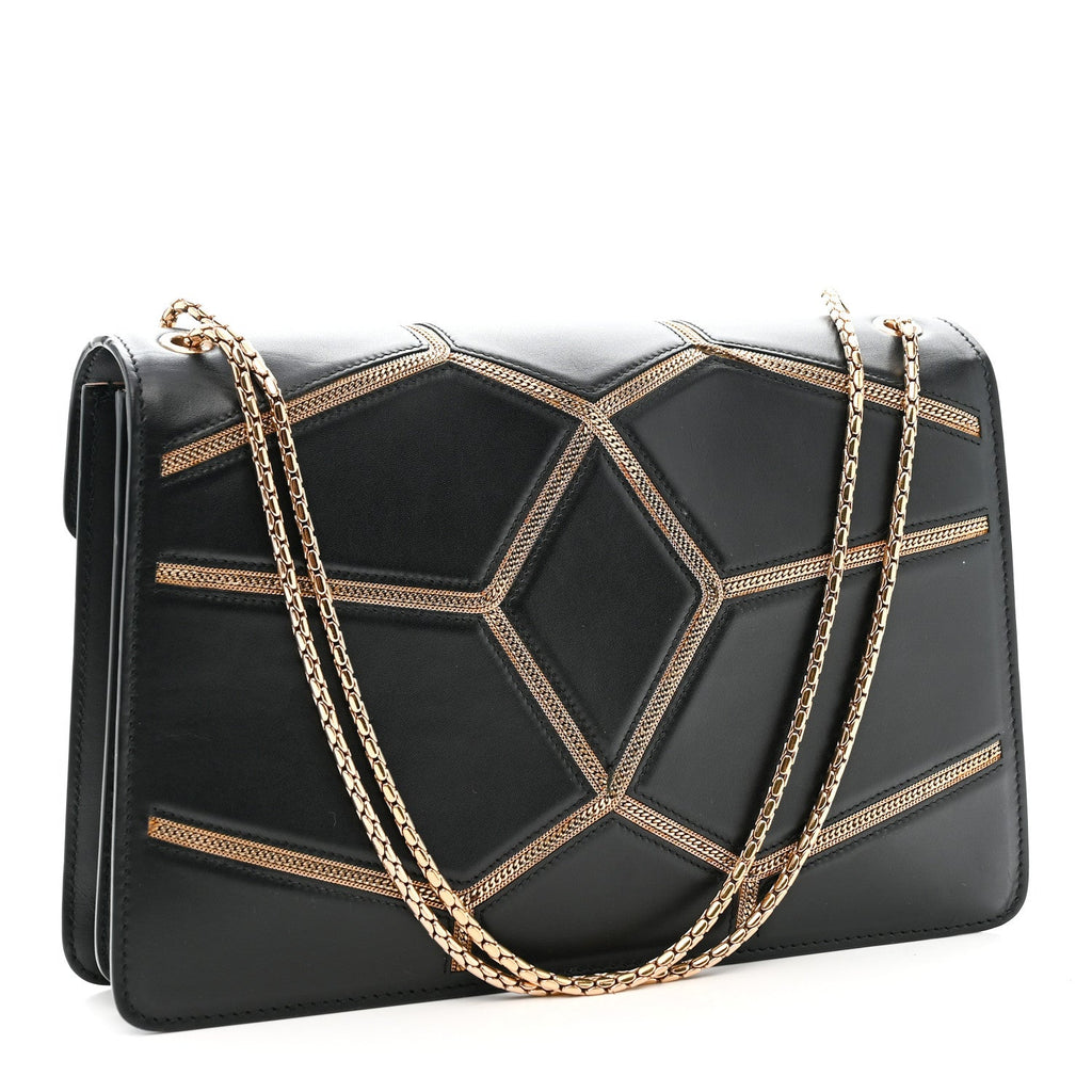 Calfskin Glam Rebel Serpenti Forever Shoulder Bag Black
