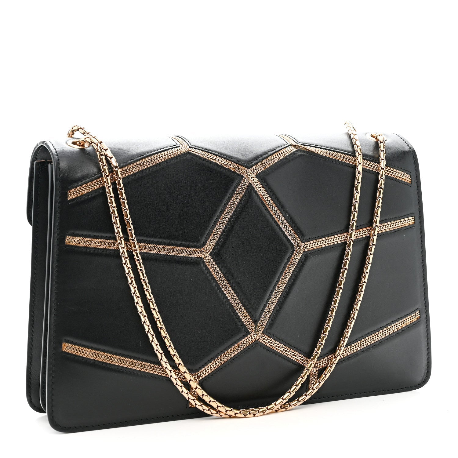 Calfskin Glam Rebel Serpenti Forever Shoulder Bag Black