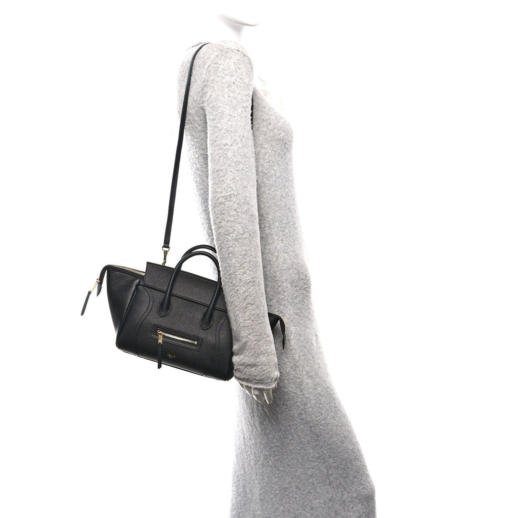 Supple Shiny Lambskin Little New Luggage Black