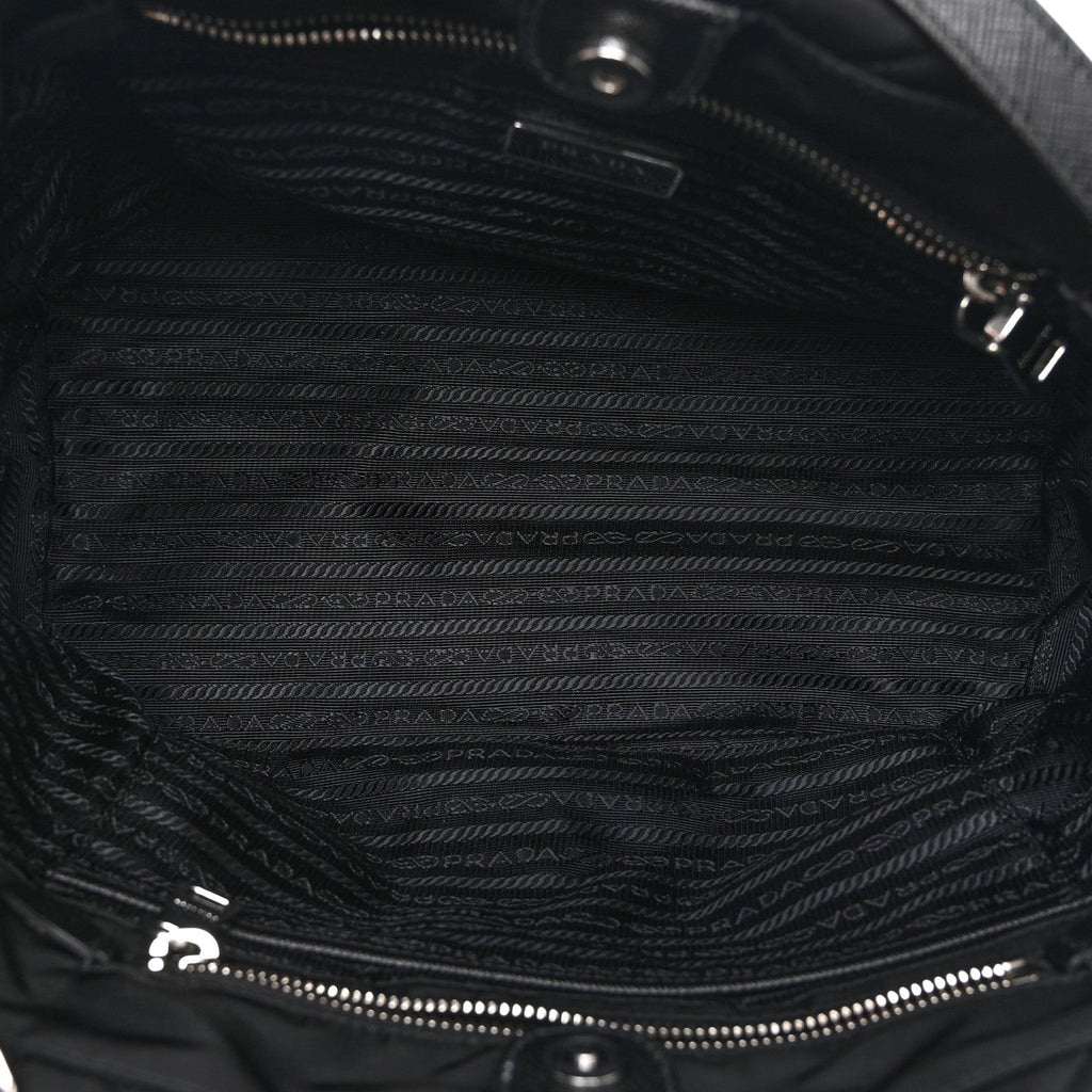 Nylon Tessuto Impuntu Quilted Tote Black