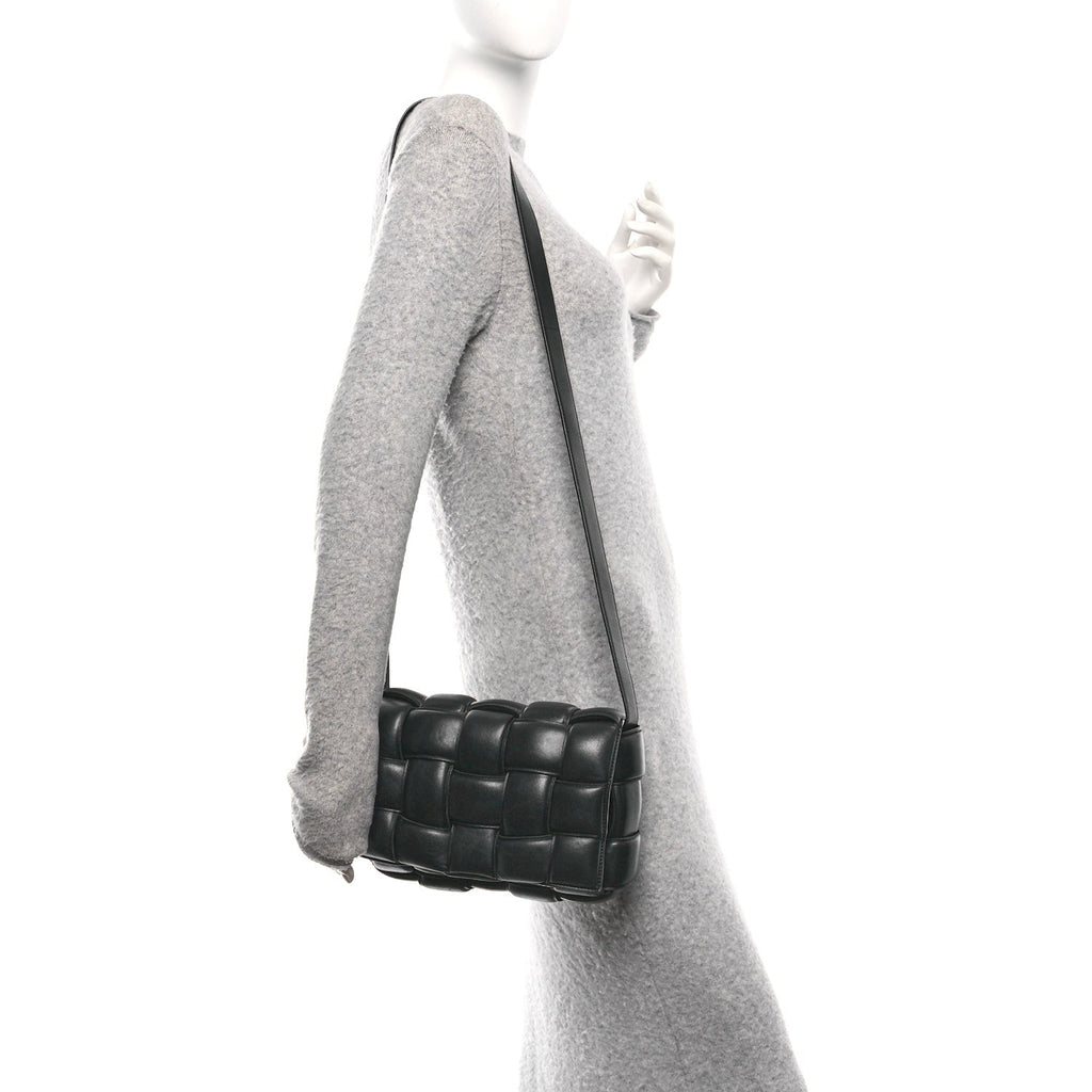 Nappa Maxi Intreccio Padded Cassette Crossbody Bag Black